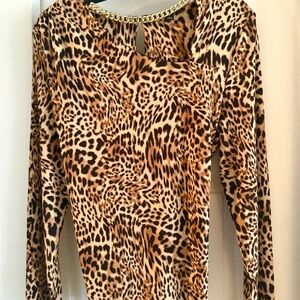 INC International Concepts Animal Print Blouse. Silky and stretchy.  Size L